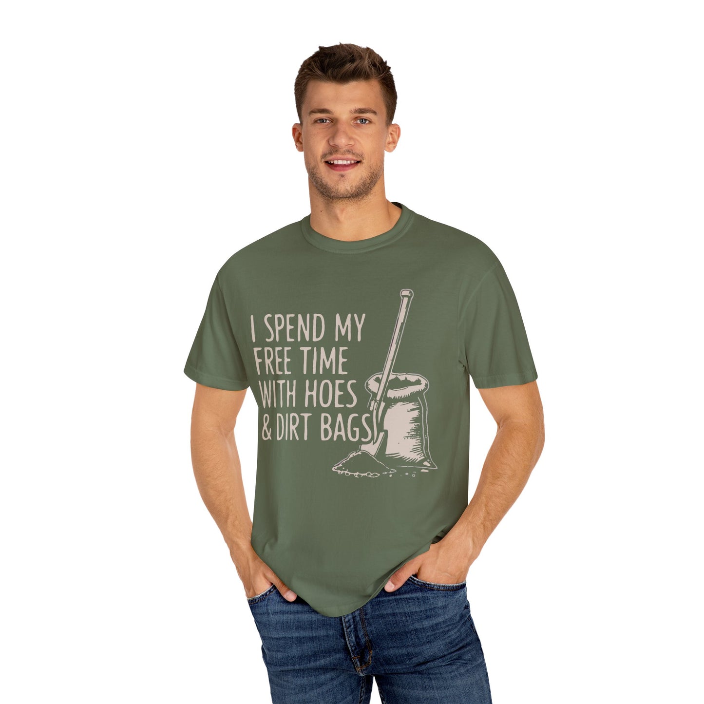 Funny Gardening T-Shirt, Unisex Tee for Garden Lovers, Gifts for Plant Moms, Farmhouse Apparel, Hoes & Dirt Bags Design