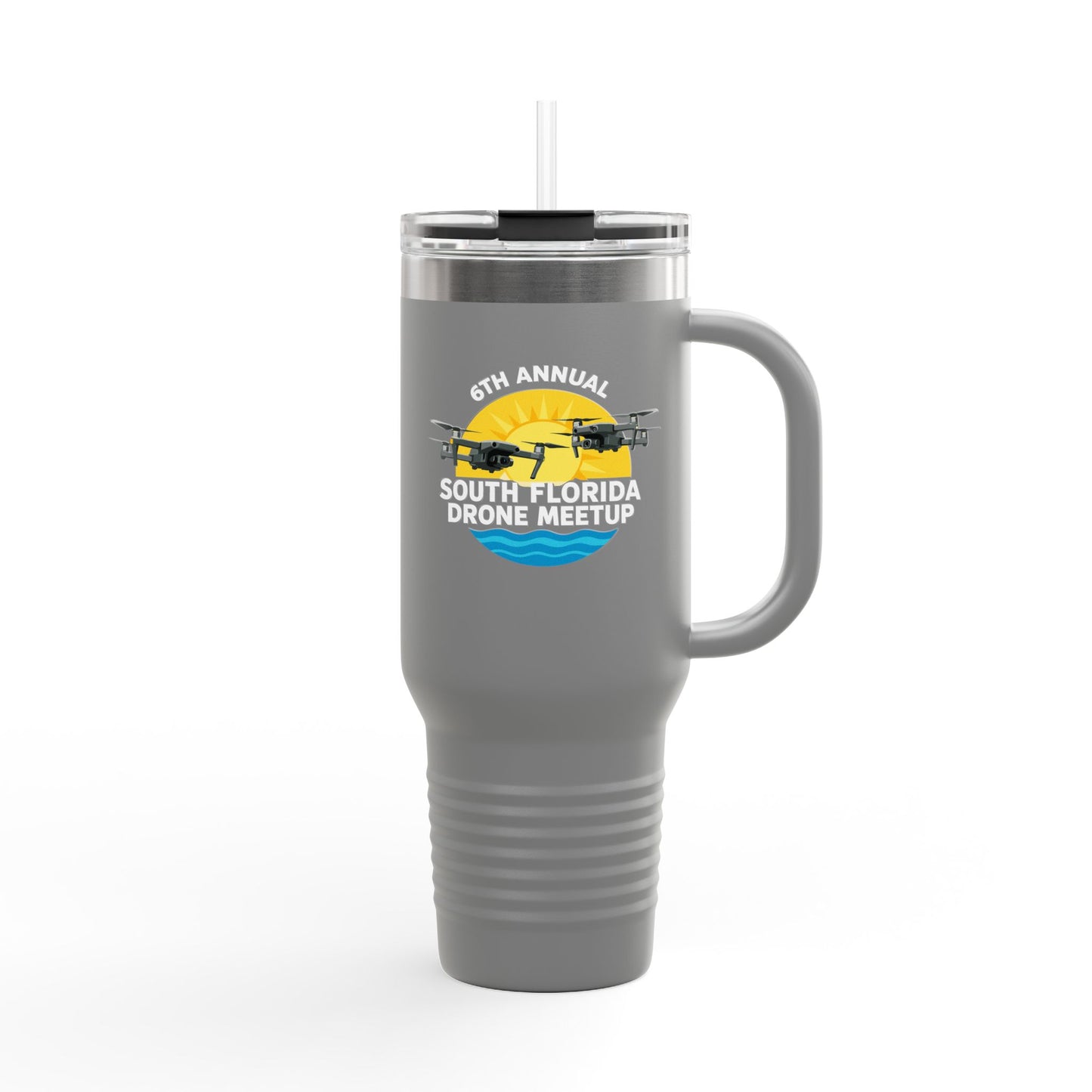 6th Annual South Florida Drone Meetup Insulated Travel Mug, Dark Colored, 40oz