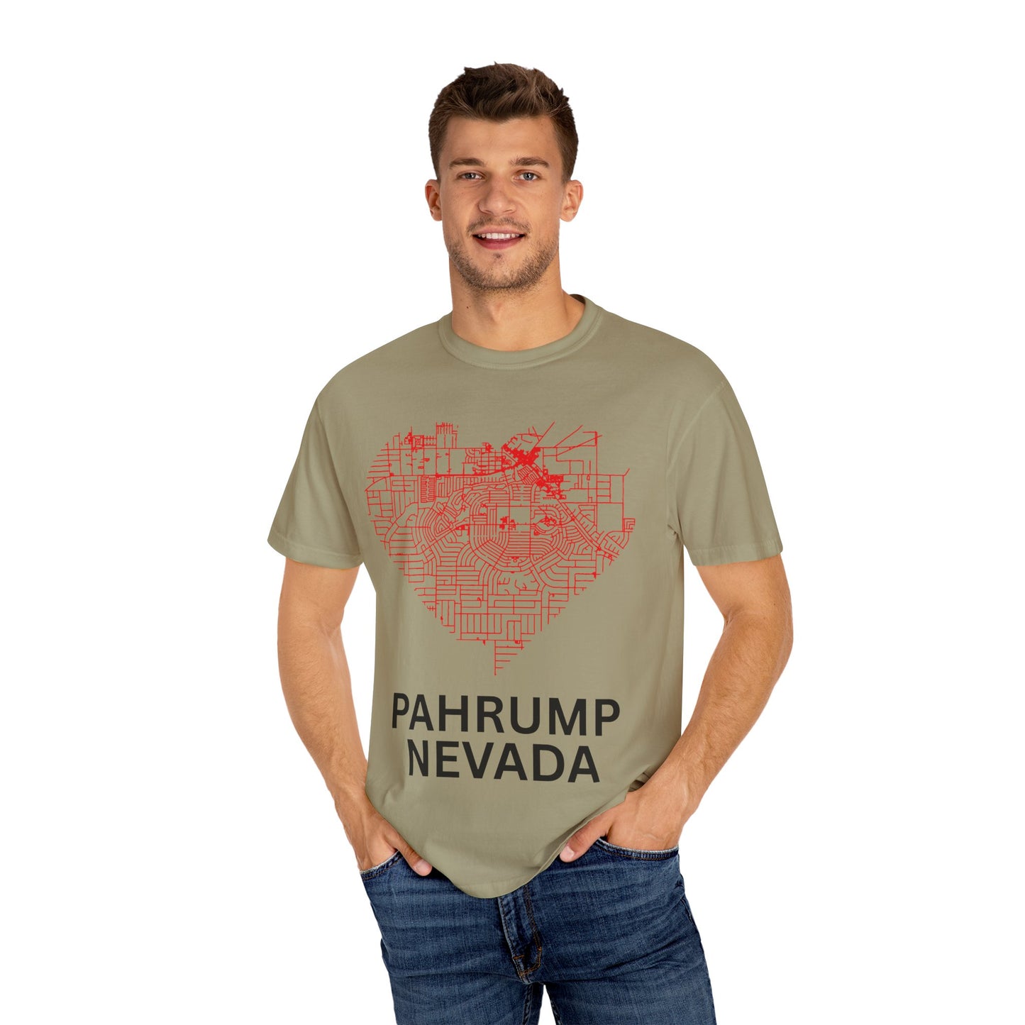 Heart Map Pahrump Unisex T-Shirt | Casual Gift for Nevada Lovers, Travel Souvenir, Unique City Design, Vintage Style Tee