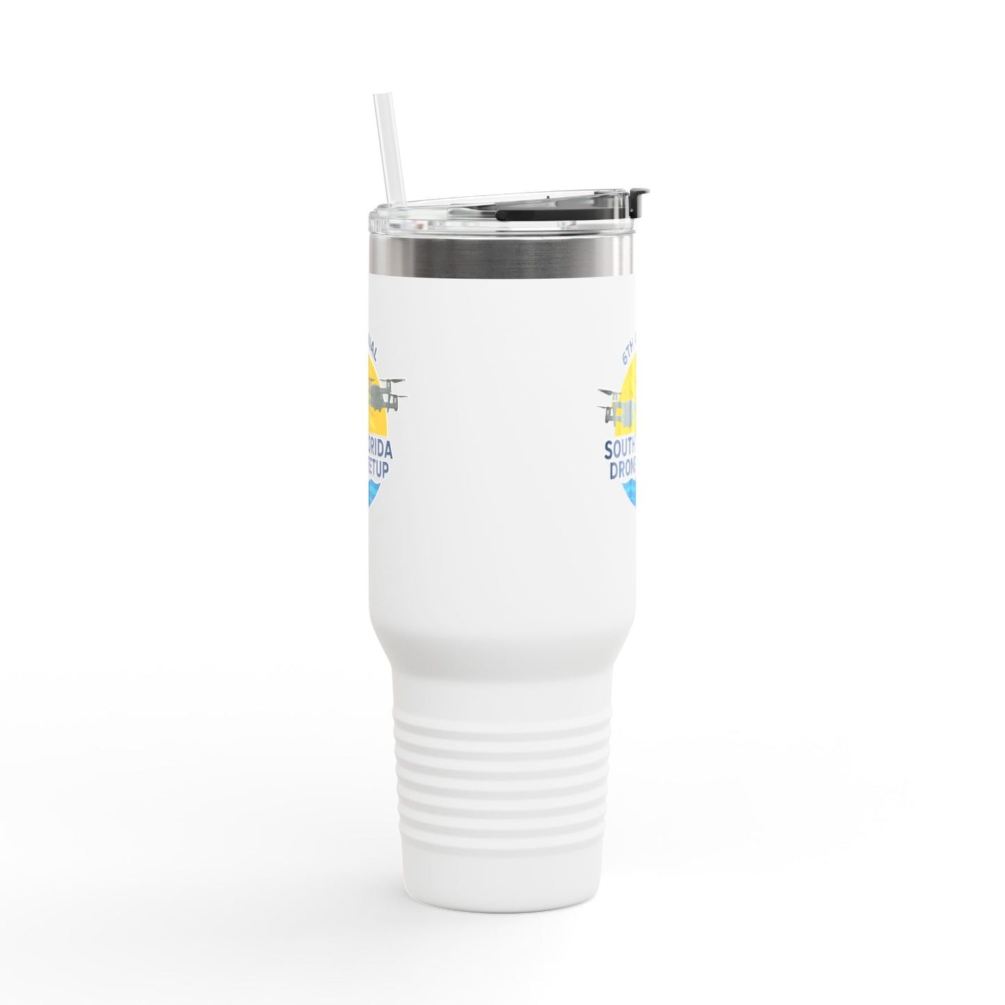 6th Annual South Florida Drone Meetup Insulated Travel Mug, Light Colored, 40oz