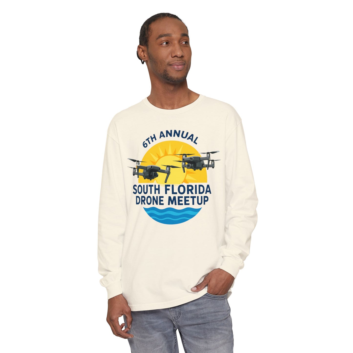 6th Annual South Florida Drone Meetup Unisex Garment-dyed Long Sleeve T-Shirt