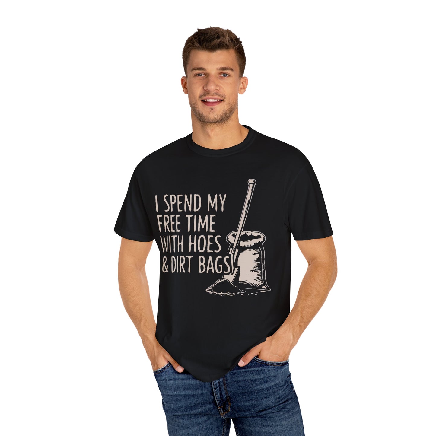 Funny Gardening T-Shirt, Unisex Tee for Garden Lovers, Gifts for Plant Moms, Farmhouse Apparel, Hoes & Dirt Bags Design