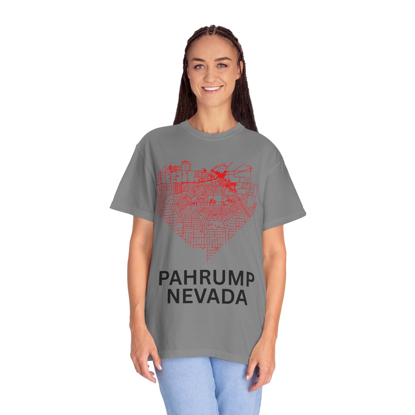 Heart Map Pahrump Unisex T-Shirt | Casual Gift for Nevada Lovers, Travel Souvenir, Unique City Design, Vintage Style Tee