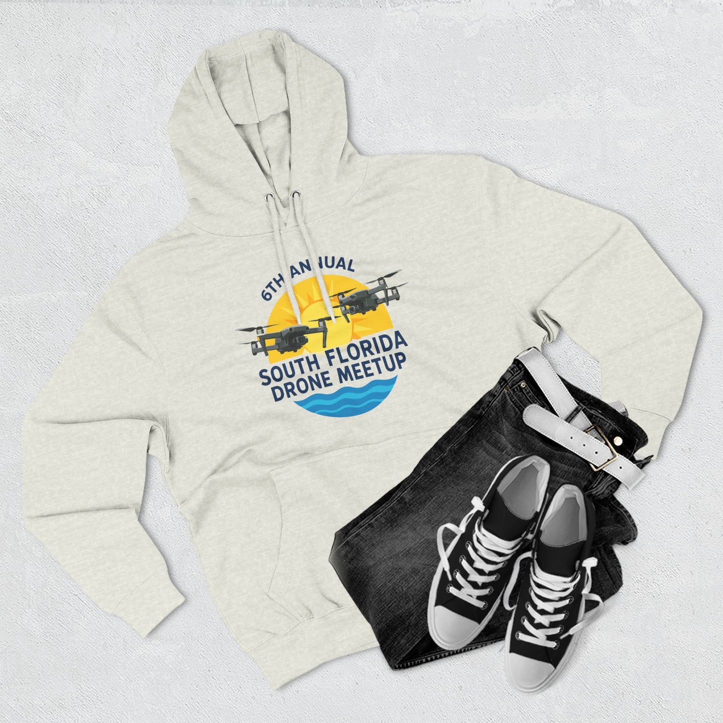 6th Annual South Florida Drone Meetup Hoodie - Light Colors Cozy Fleece