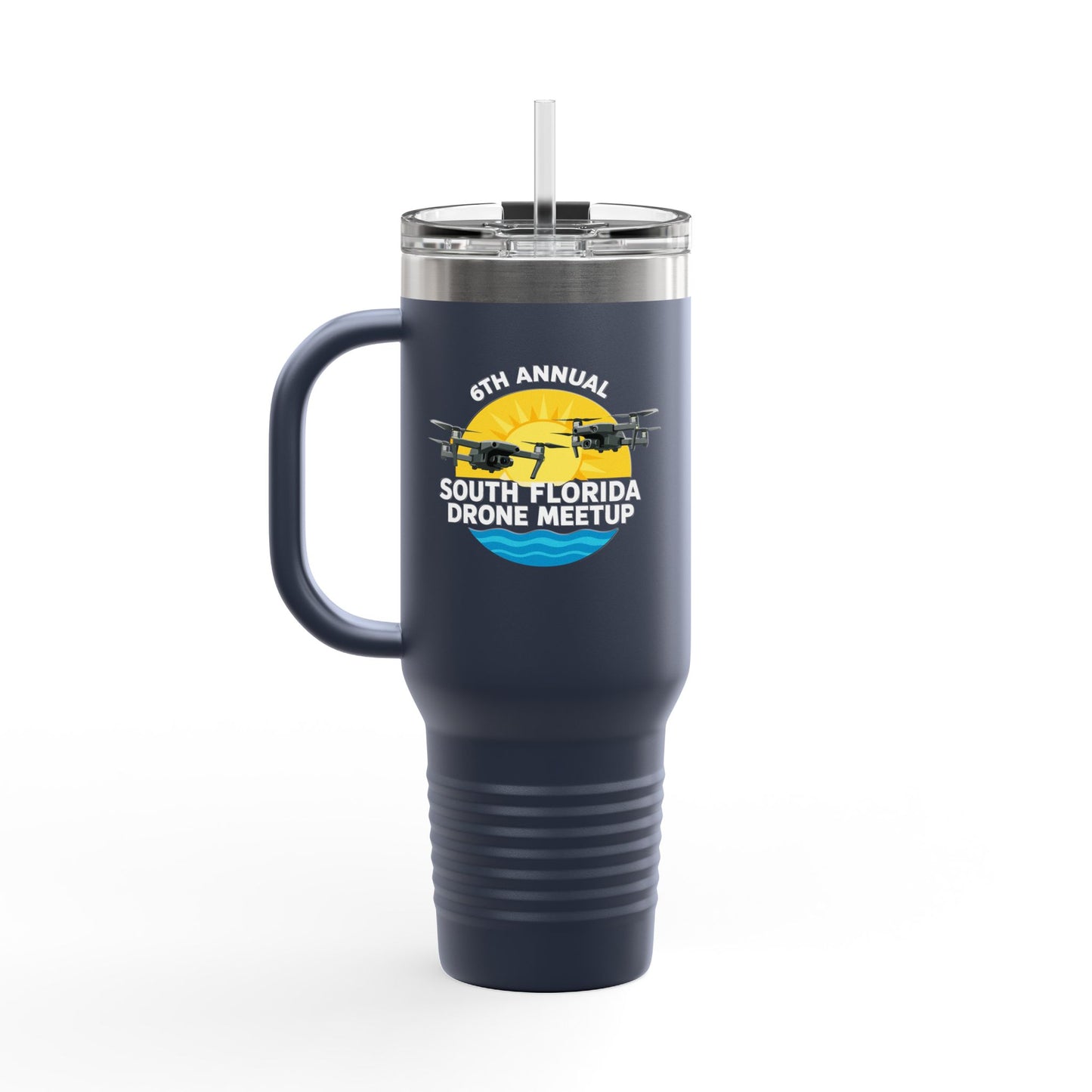6th Annual South Florida Drone Meetup Insulated Travel Mug, Dark Colored, 40oz
