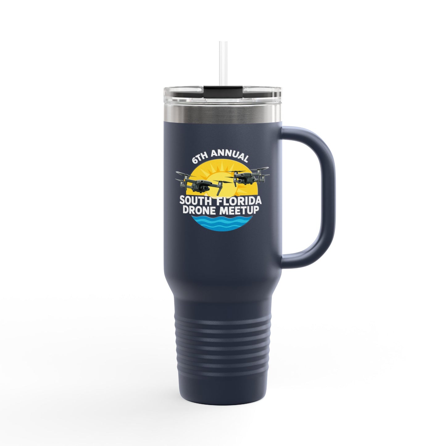 6th Annual South Florida Drone Meetup Insulated Travel Mug, Dark Colored, 40oz
