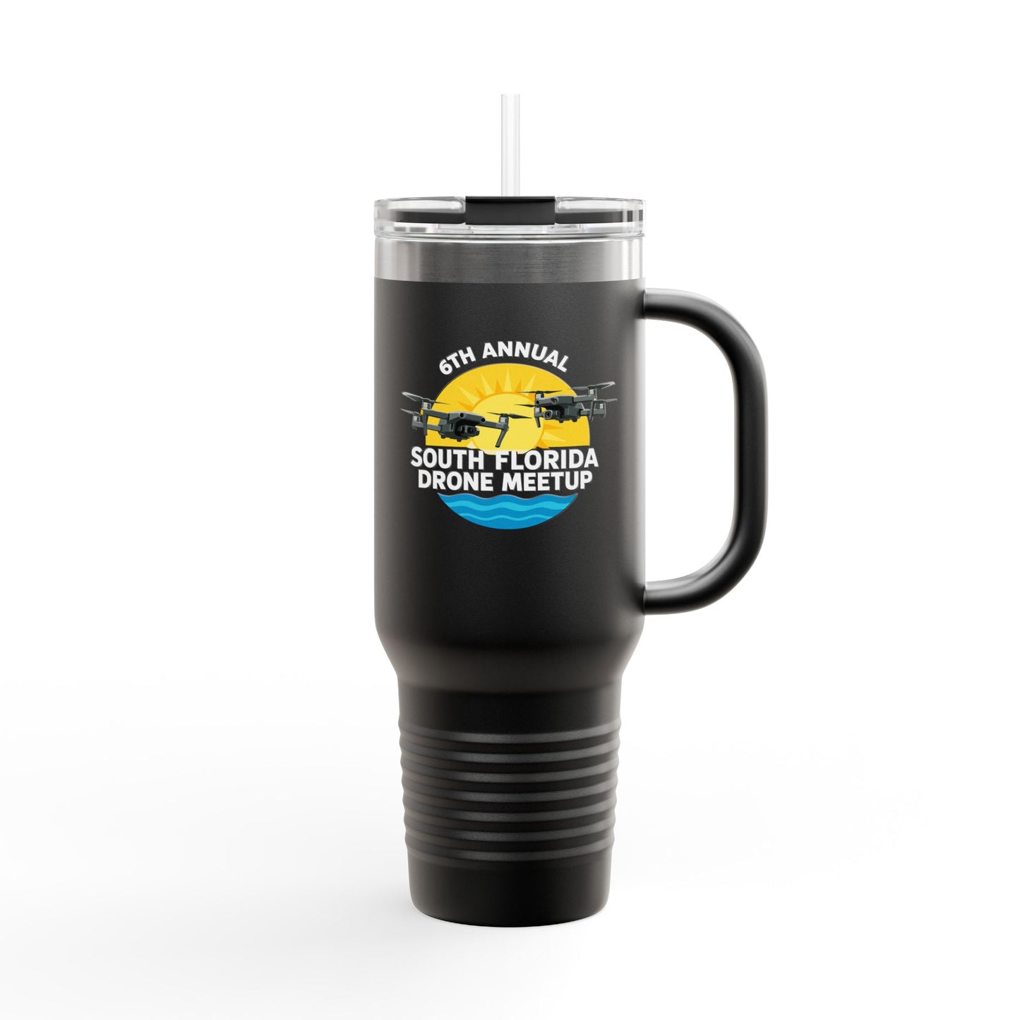 6th Annual South Florida Drone Meetup Insulated Travel Mug, Dark Colored, 40oz