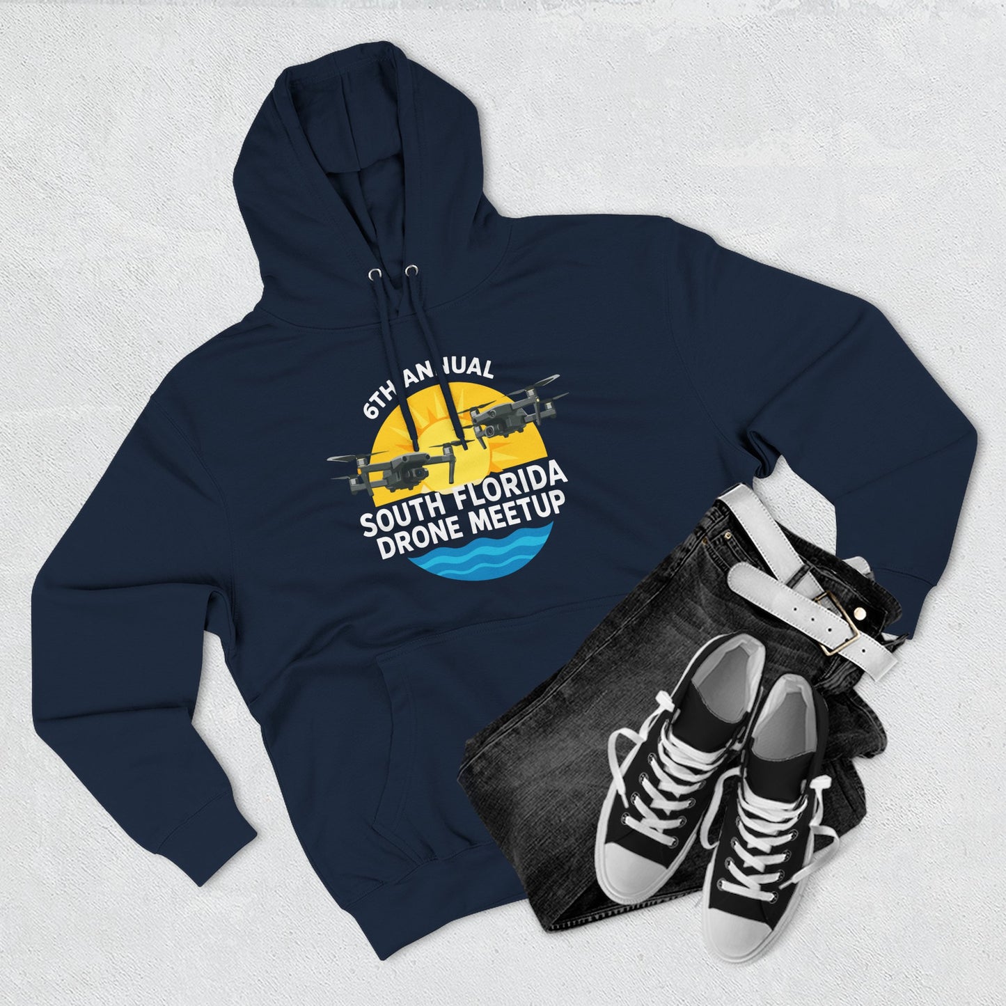 6th Annual South Florida Drone Meetup Hoodie - Dark Colors Cozy Fleece