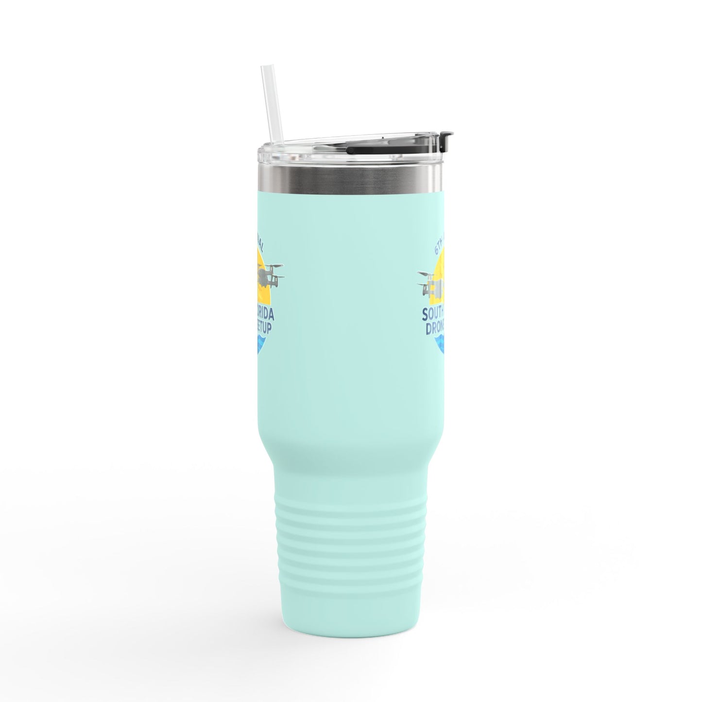 6th Annual South Florida Drone Meetup Insulated Travel Mug, Light Colored, 40oz