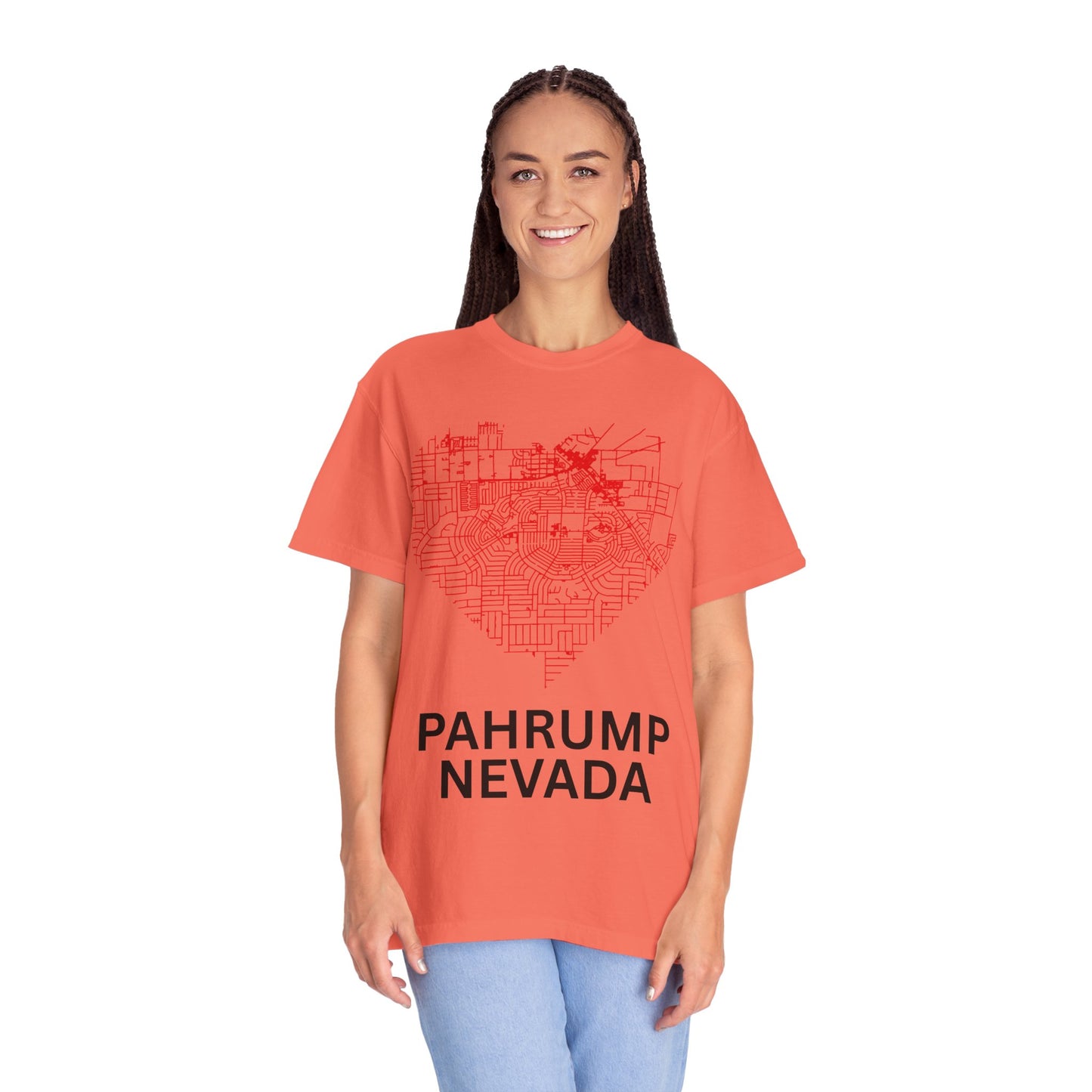 Heart Map Pahrump Unisex T-Shirt | Casual Gift for Nevada Lovers, Travel Souvenir, Unique City Design, Vintage Style Tee