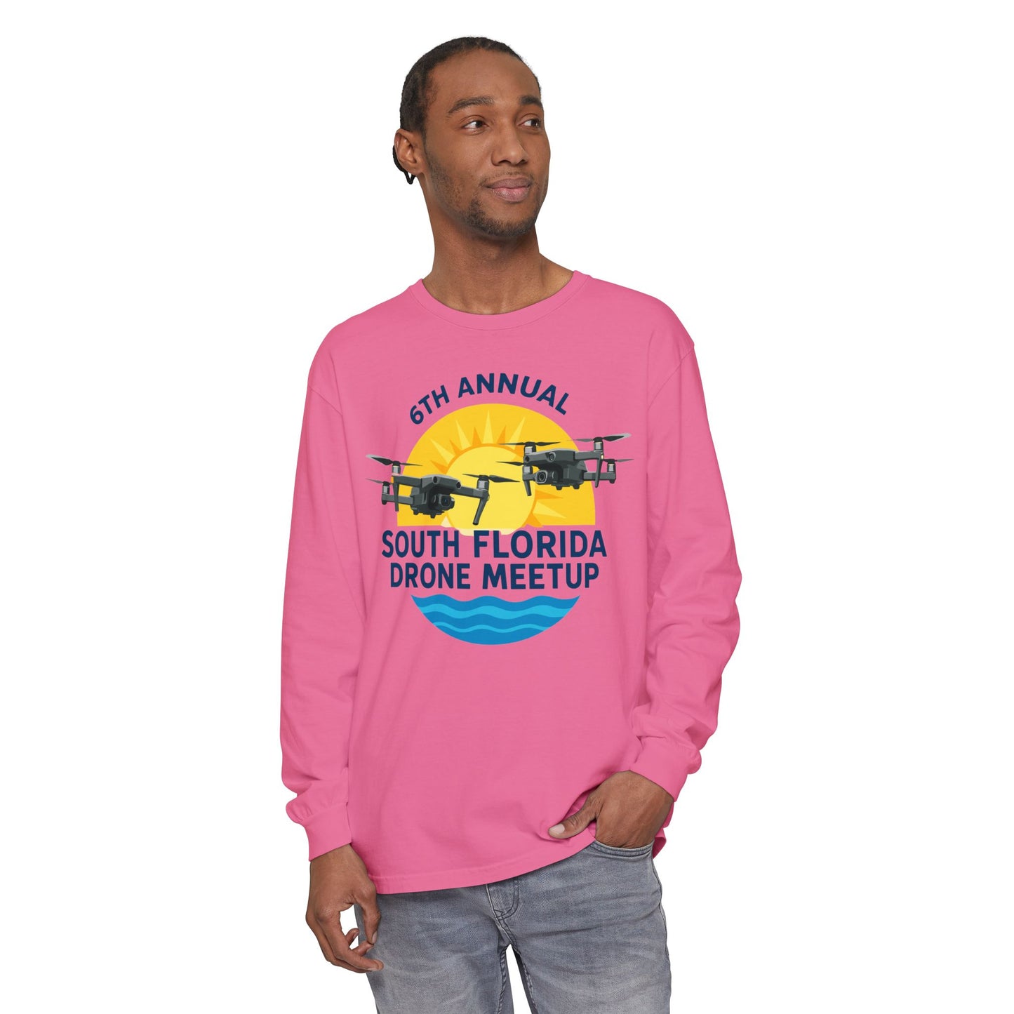 6th Annual South Florida Drone Meetup Unisex Garment-dyed Long Sleeve T-Shirt