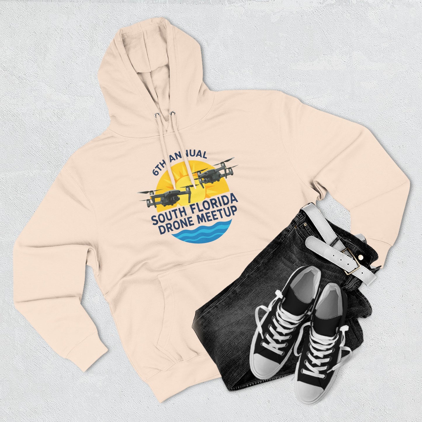 6th Annual South Florida Drone Meetup Hoodie - Light Colors Cozy Fleece
