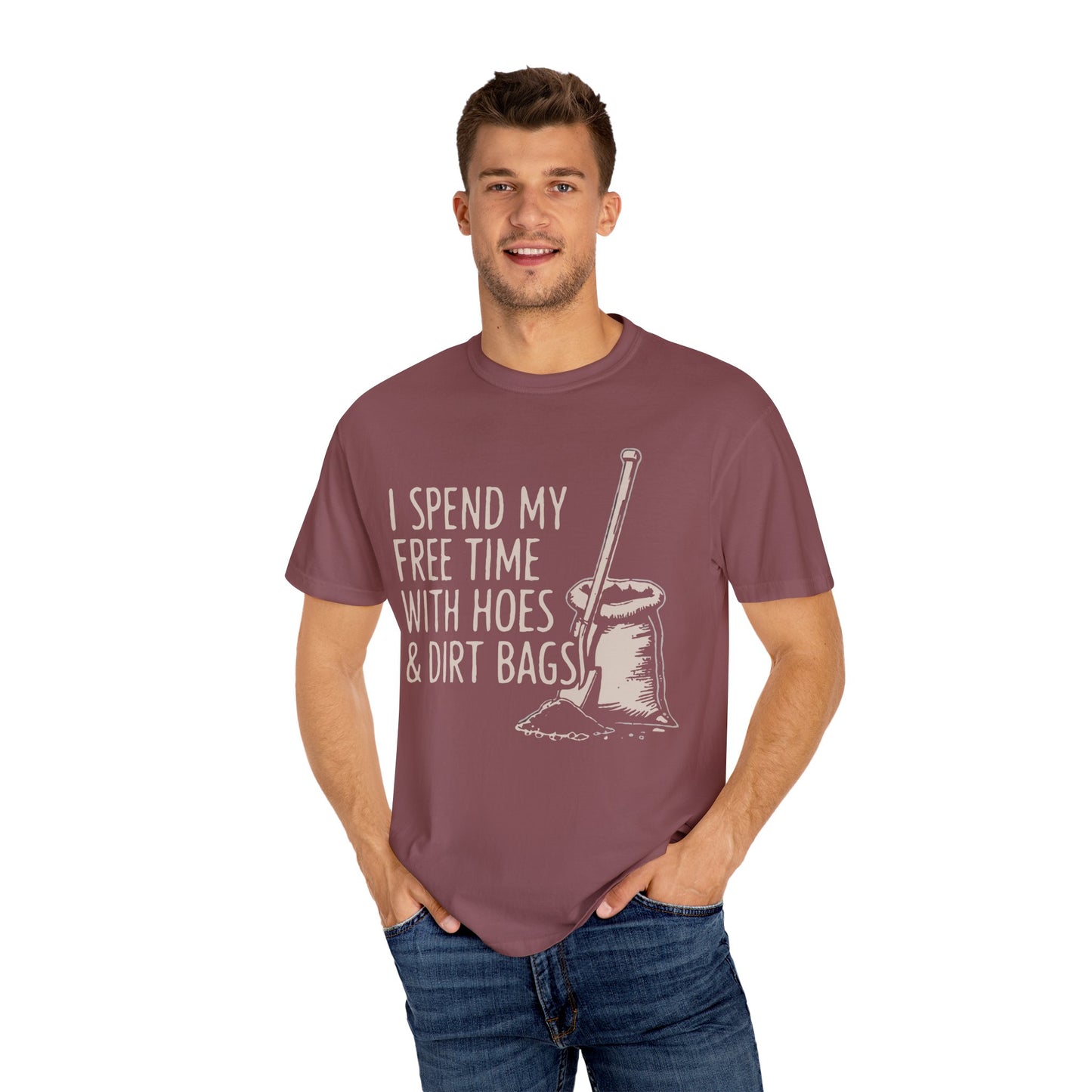 Funny Gardening T-Shirt, Unisex Tee for Garden Lovers, Gifts for Plant Moms, Farmhouse Apparel, Hoes & Dirt Bags Design