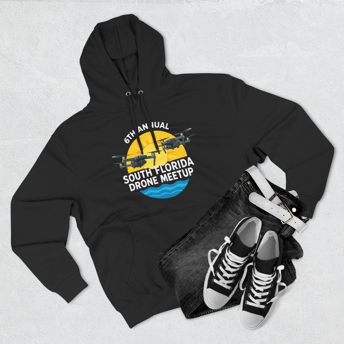 6th Annual South Florida Drone Meetup Hoodie - Dark Colors Cozy Fleece