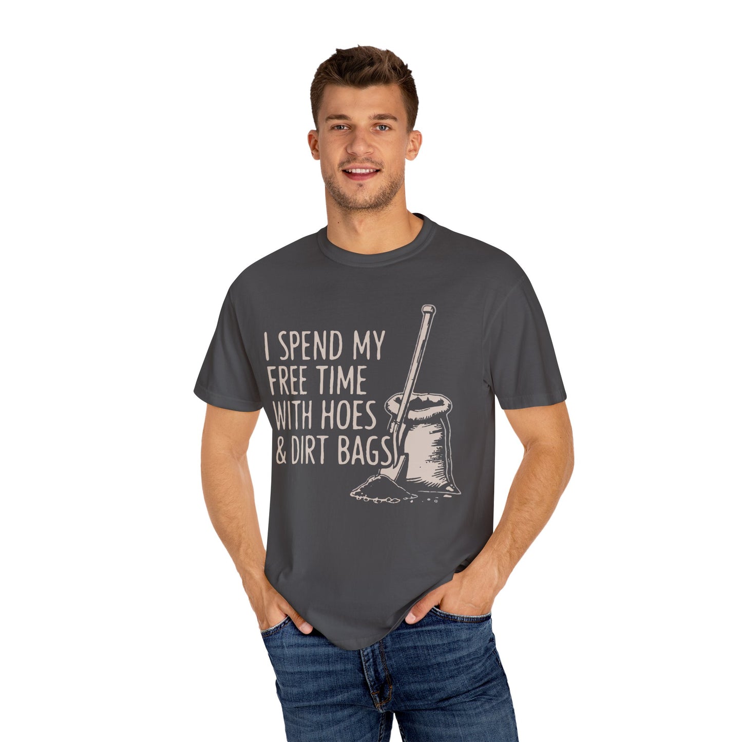 Funny Gardening T-Shirt, Unisex Tee for Garden Lovers, Gifts for Plant Moms, Farmhouse Apparel, Hoes & Dirt Bags Design