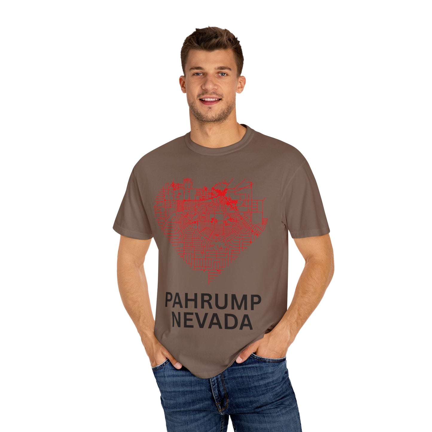 Heart Map Pahrump Unisex T-Shirt | Casual Gift for Nevada Lovers, Travel Souvenir, Unique City Design, Vintage Style Tee