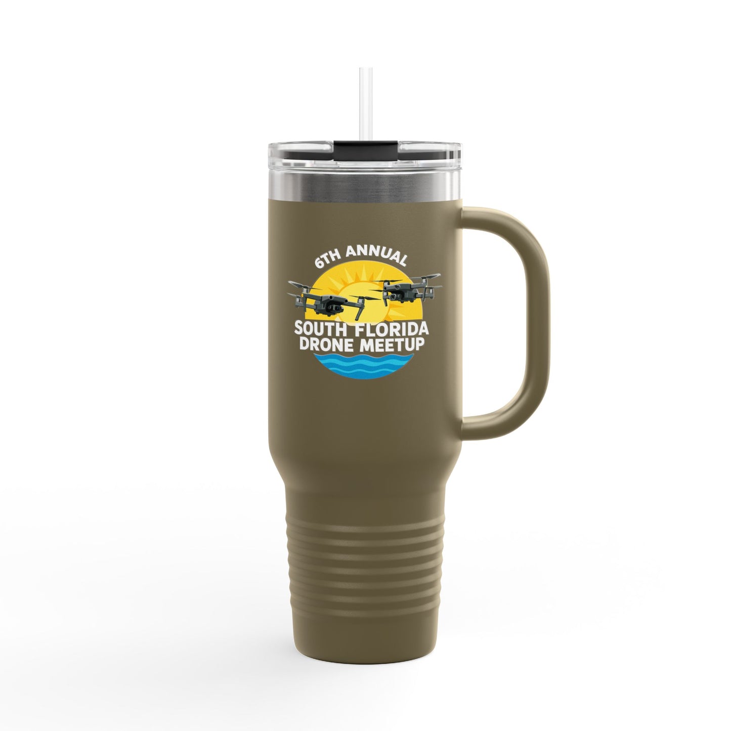 6th Annual South Florida Drone Meetup Insulated Travel Mug, Dark Colored, 40oz