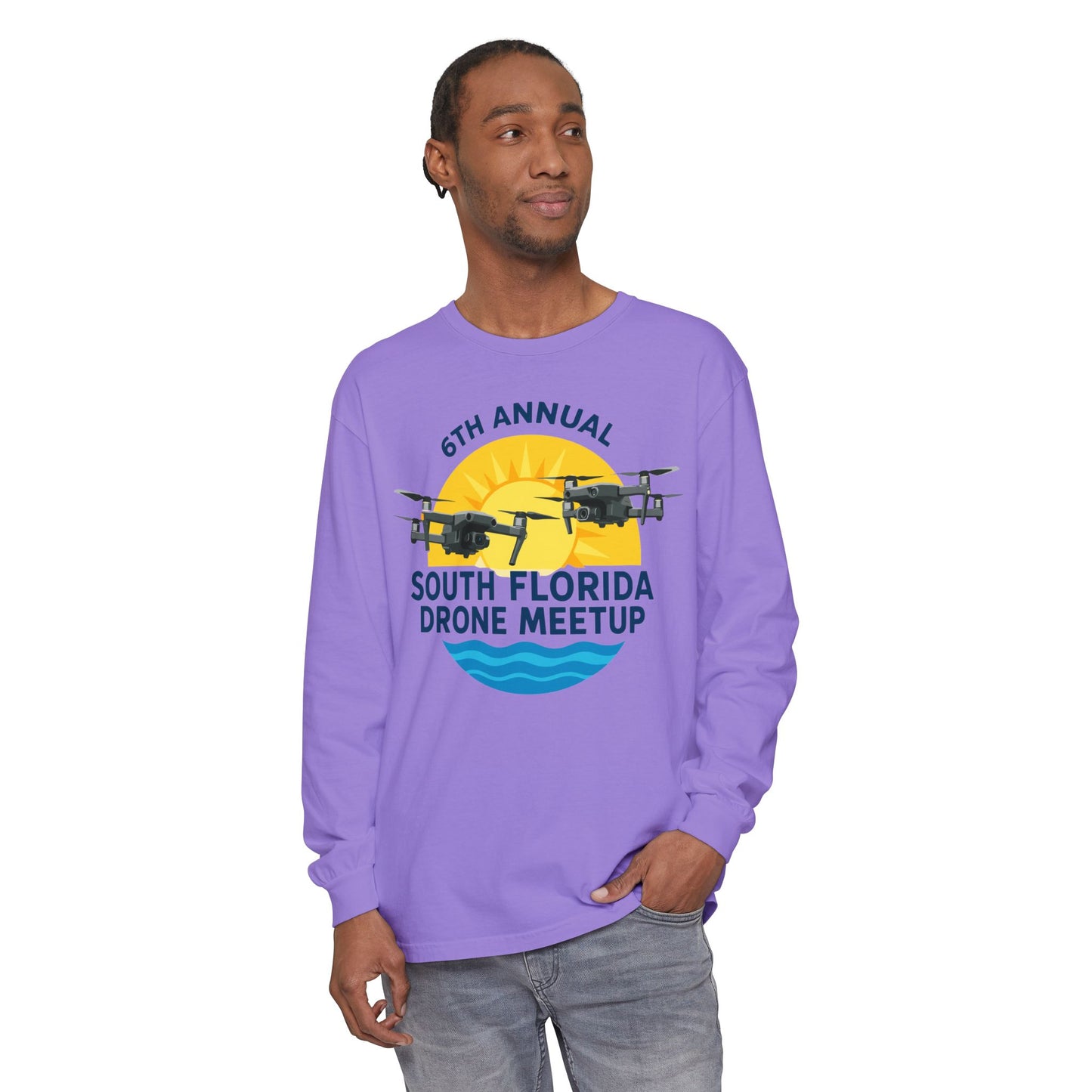 6th Annual South Florida Drone Meetup Unisex Garment-dyed Long Sleeve T-Shirt