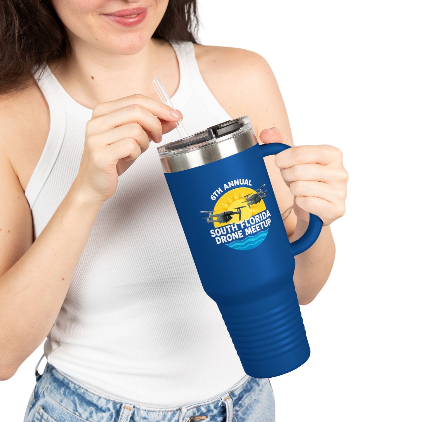 6th Annual South Florida Drone Meetup Insulated Travel Mug, Dark Colored, 40oz