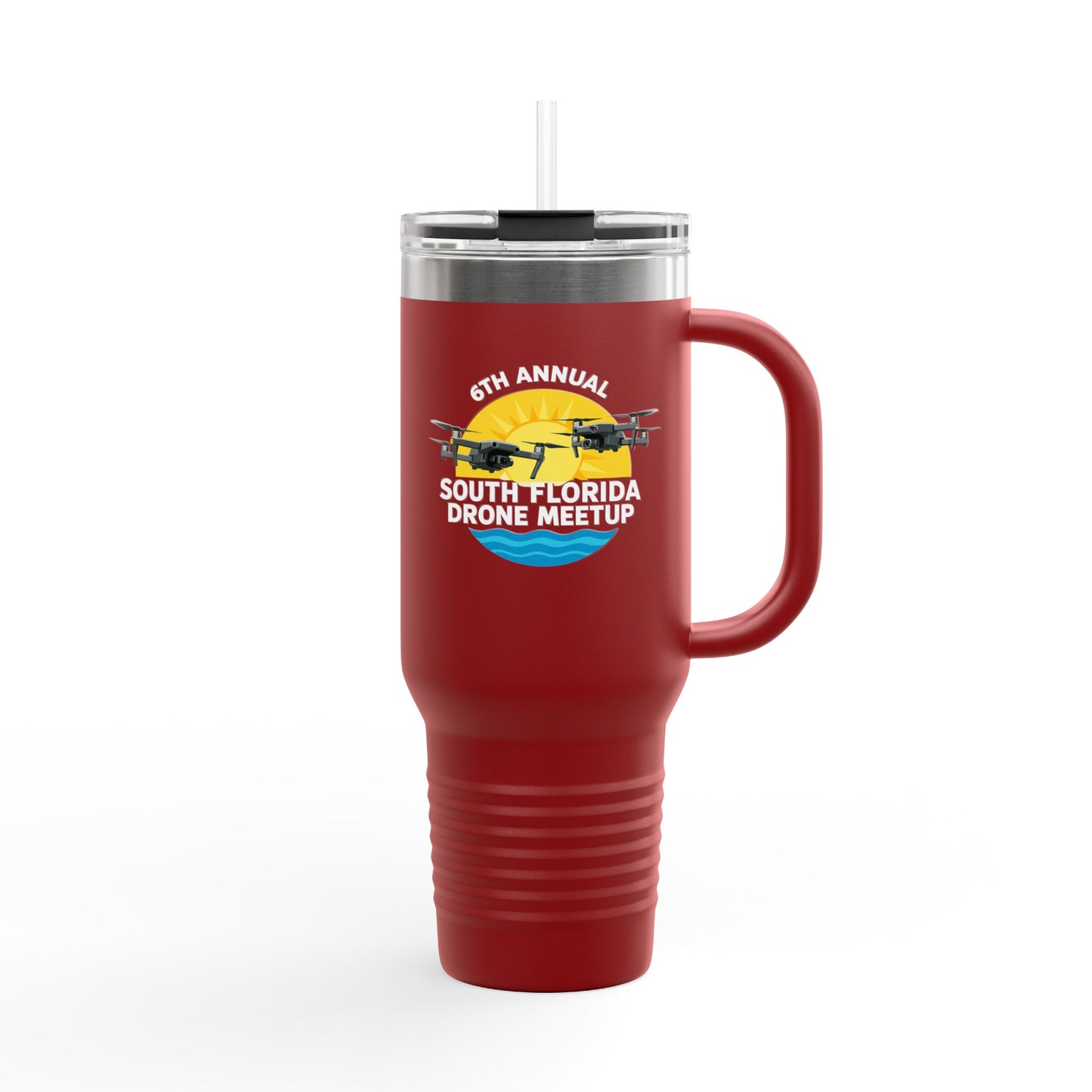6th Annual South Florida Drone Meetup Insulated Travel Mug, Dark Colored, 40oz