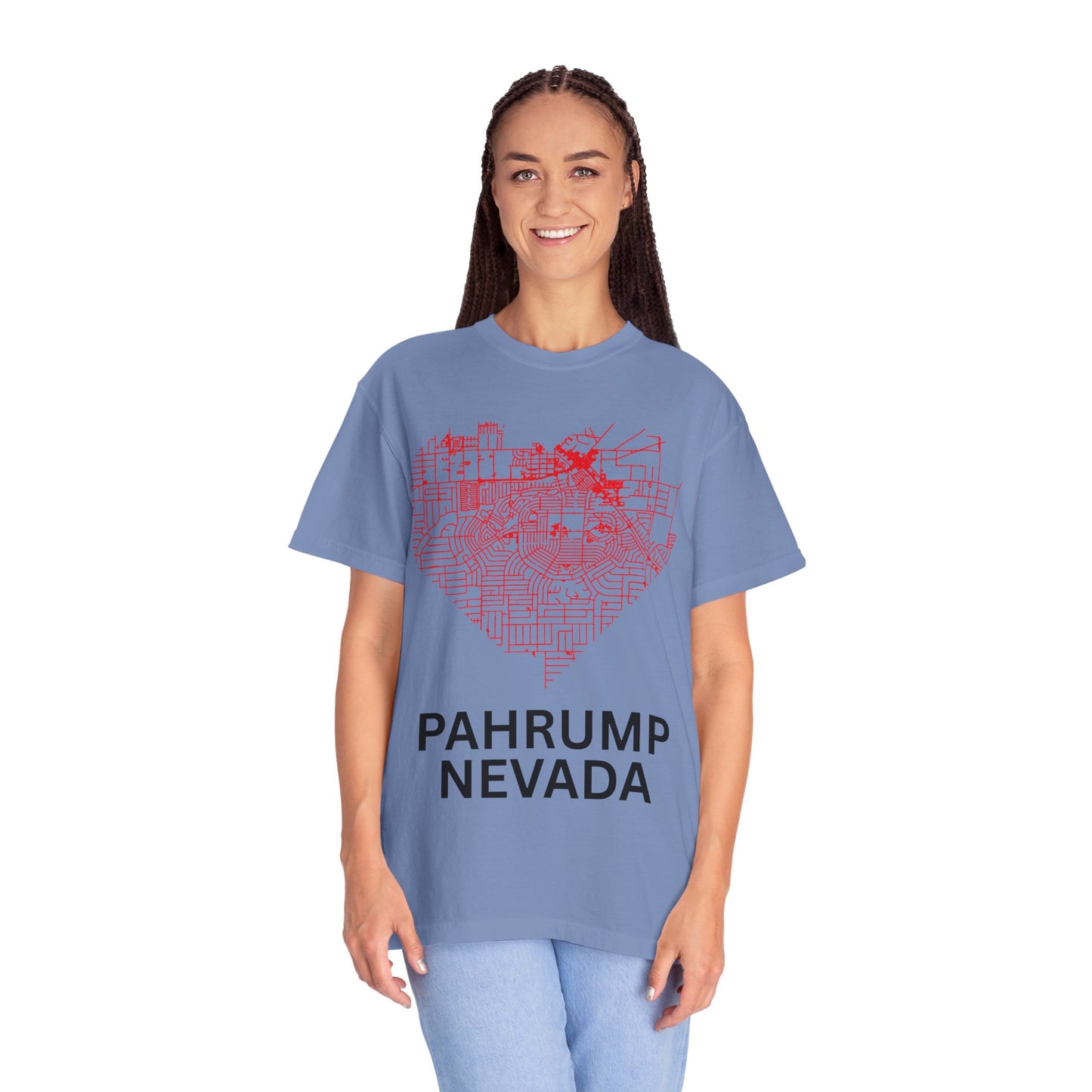 Heart Map Pahrump Unisex T-Shirt | Casual Gift for Nevada Lovers, Travel Souvenir, Unique City Design, Vintage Style Tee