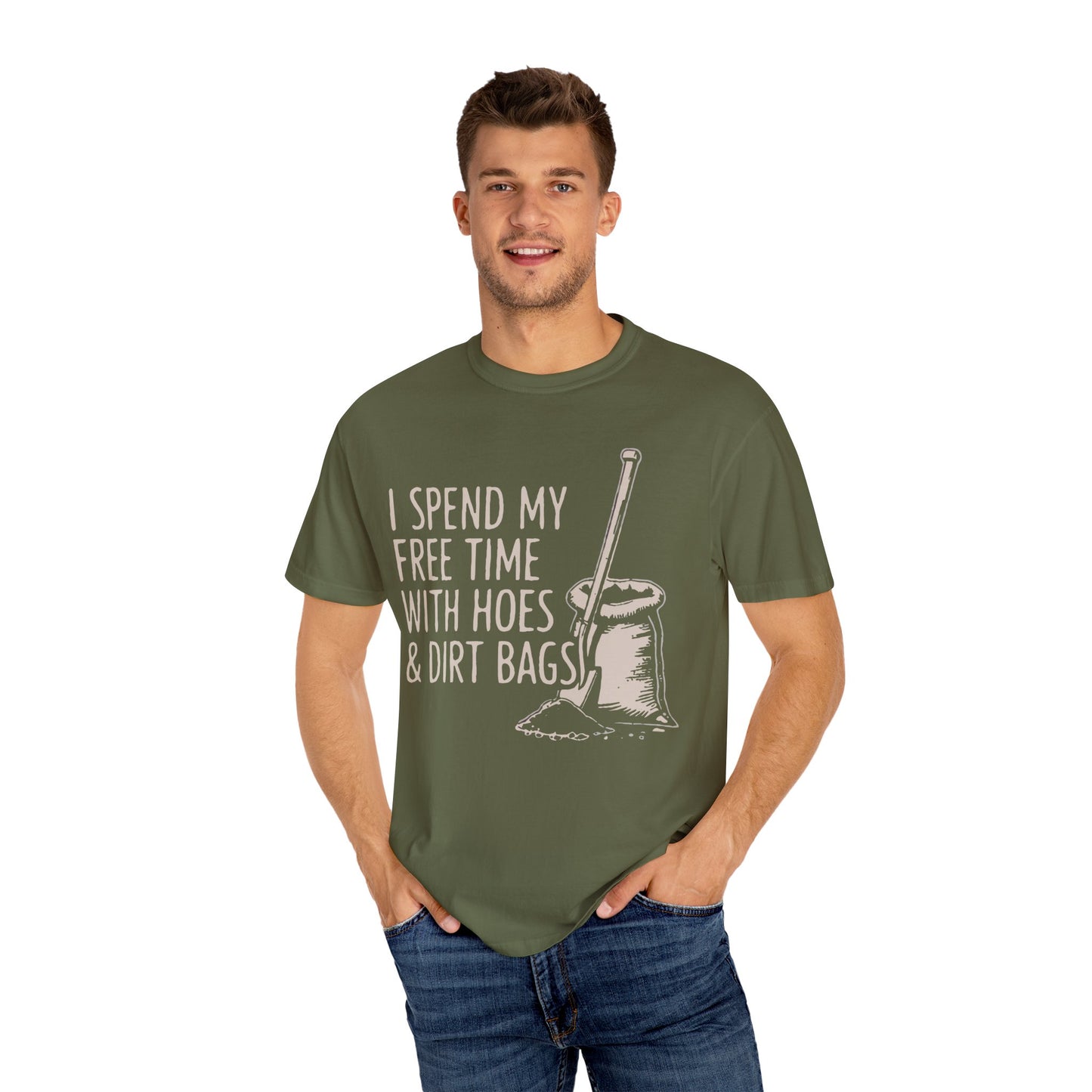 Funny Gardening T-Shirt, Unisex Tee for Garden Lovers, Gifts for Plant Moms, Farmhouse Apparel, Hoes & Dirt Bags Design
