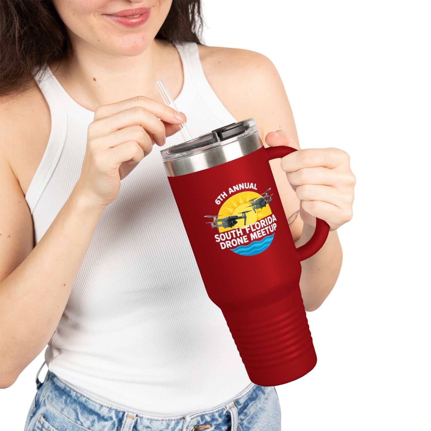 6th Annual South Florida Drone Meetup Insulated Travel Mug, Dark Colored, 40oz