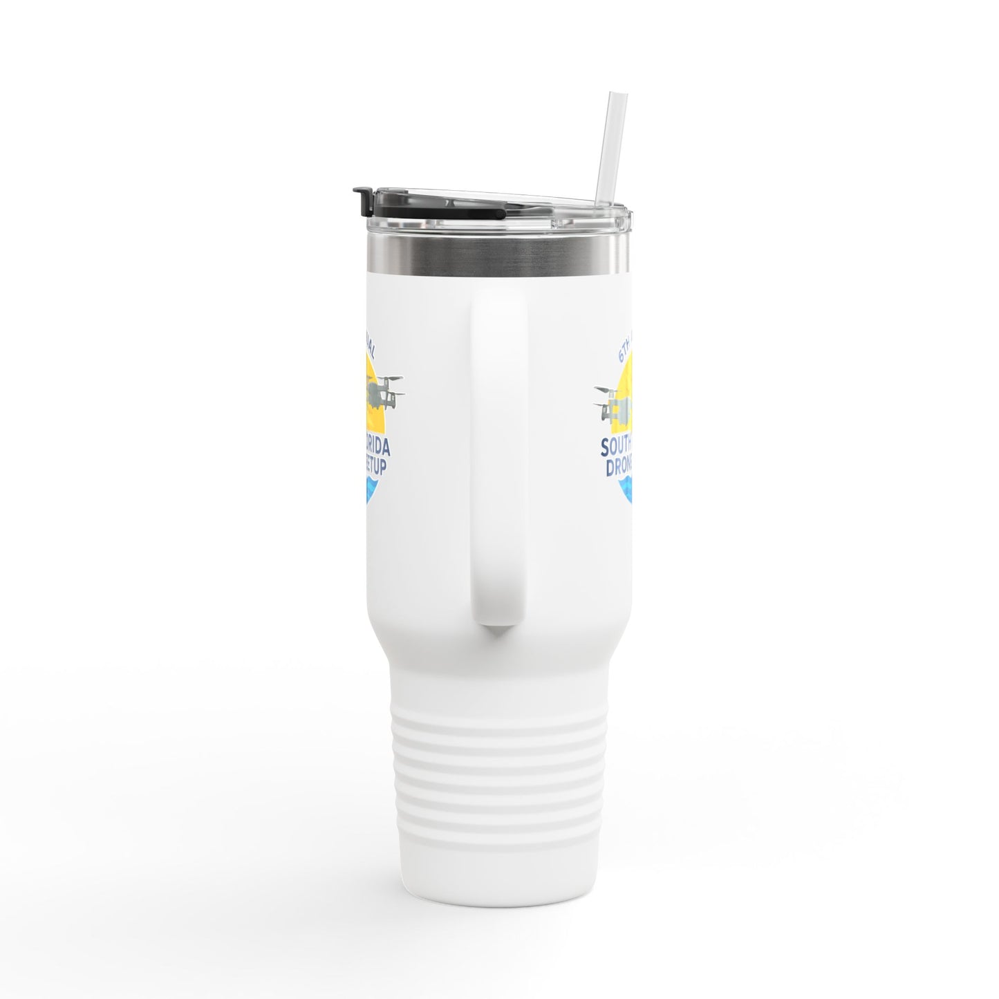 6th Annual South Florida Drone Meetup Insulated Travel Mug, Light Colored, 40oz