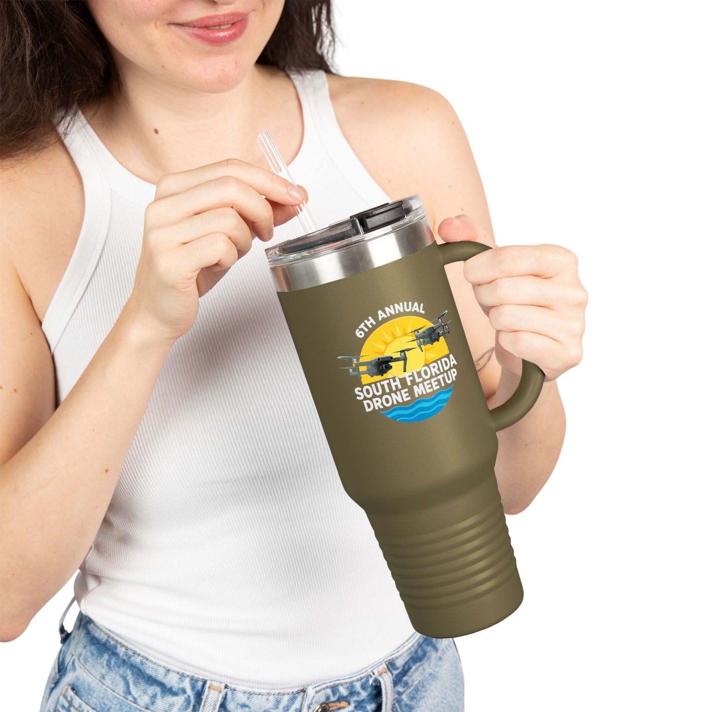 6th Annual South Florida Drone Meetup Insulated Travel Mug, Dark Colored, 40oz