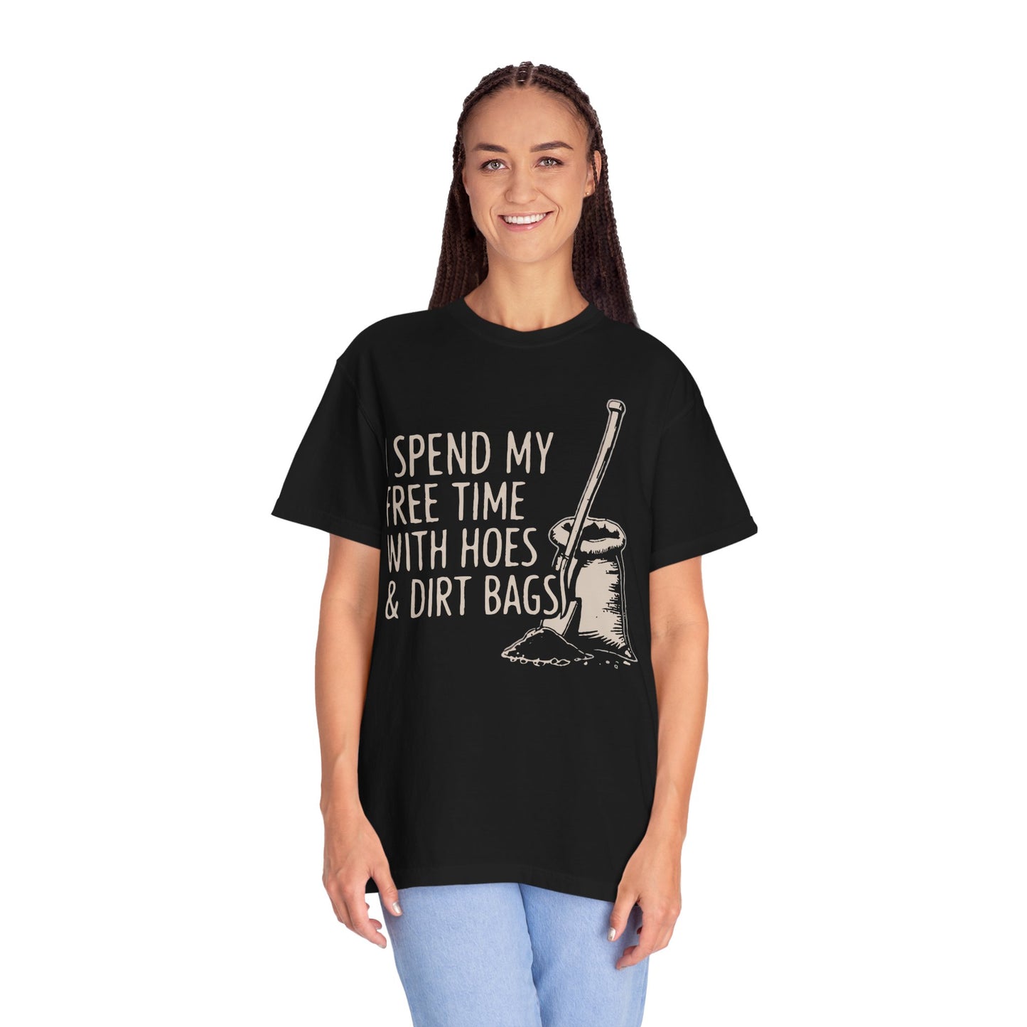 Funny Gardening T-Shirt, Unisex Tee for Garden Lovers, Gifts for Plant Moms, Farmhouse Apparel, Hoes & Dirt Bags Design