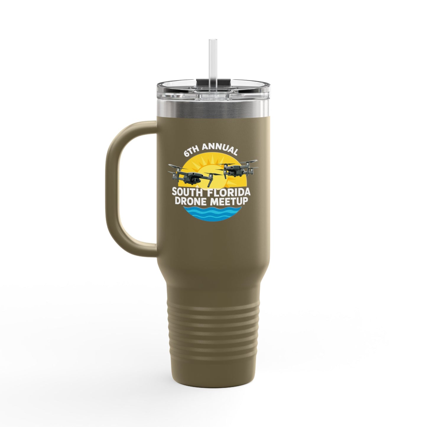 6th Annual South Florida Drone Meetup Insulated Travel Mug, Dark Colored, 40oz