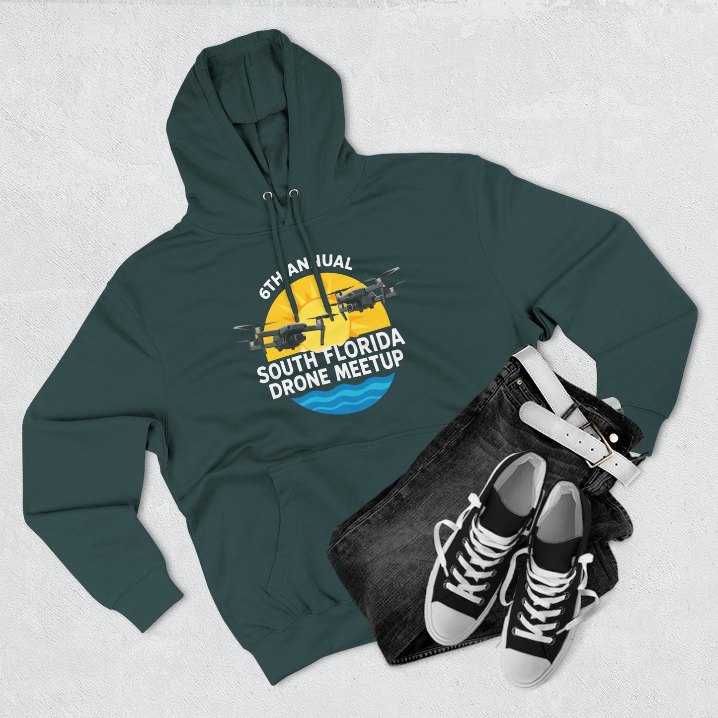 6th Annual South Florida Drone Meetup Hoodie - Dark Colors Cozy Fleece
