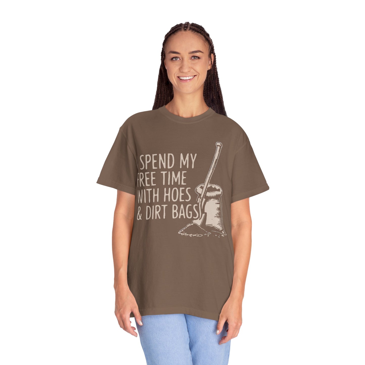 Funny Gardening T-Shirt, Unisex Tee for Garden Lovers, Gifts for Plant Moms, Farmhouse Apparel, Hoes & Dirt Bags Design