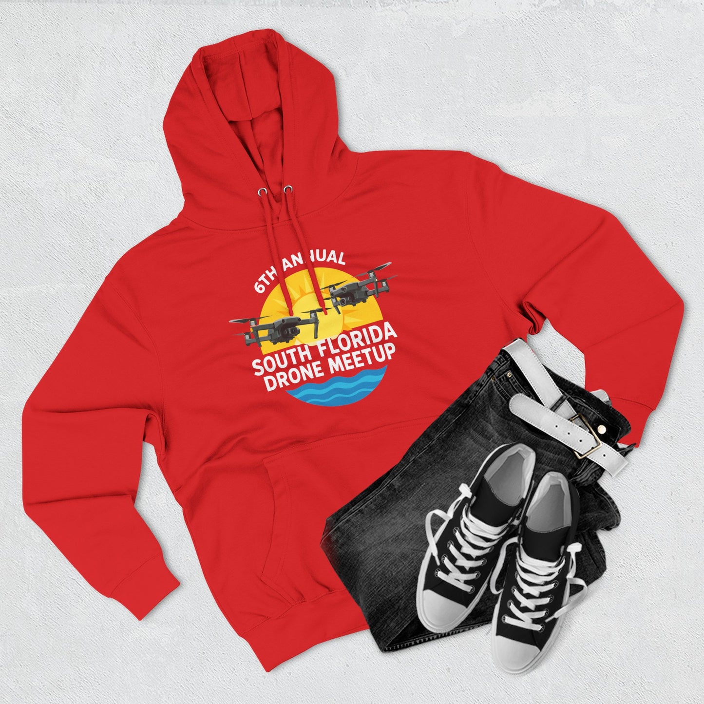 6th Annual South Florida Drone Meetup Hoodie - Dark Colors Cozy Fleece