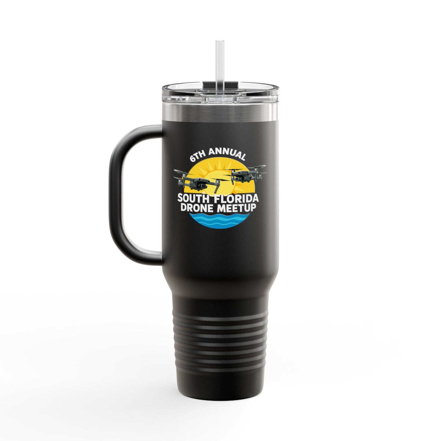 6th Annual South Florida Drone Meetup Insulated Travel Mug, Dark Colored, 40oz