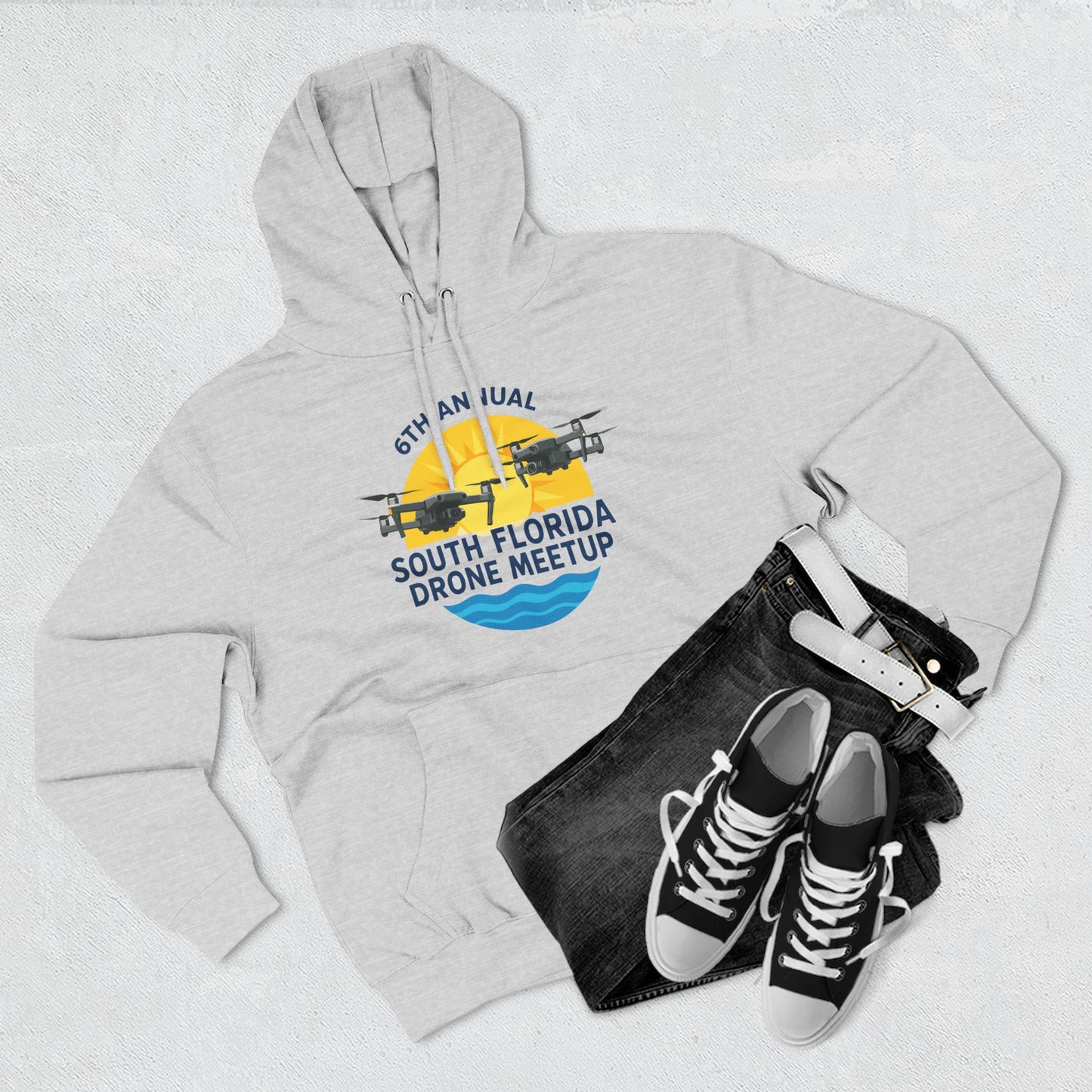 6th Annual South Florida Drone Meetup Hoodie - Light Colors Cozy Fleece