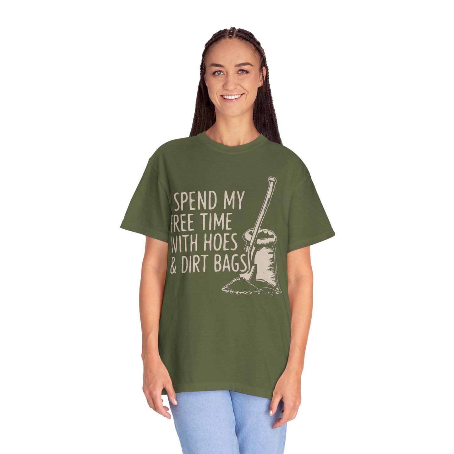 Funny Gardening T-Shirt, Unisex Tee for Garden Lovers, Gifts for Plant Moms, Farmhouse Apparel, Hoes & Dirt Bags Design