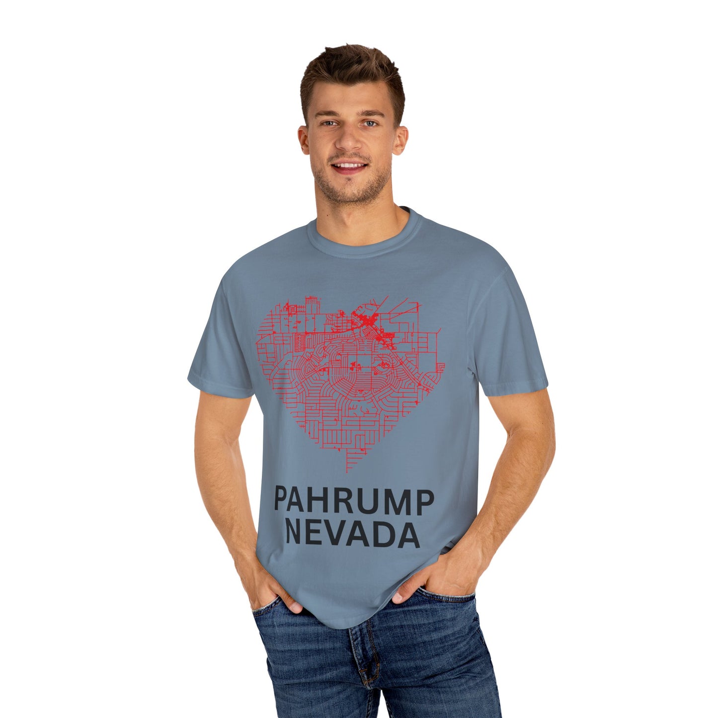 Heart Map Pahrump Unisex T-Shirt | Casual Gift for Nevada Lovers, Travel Souvenir, Unique City Design, Vintage Style Tee