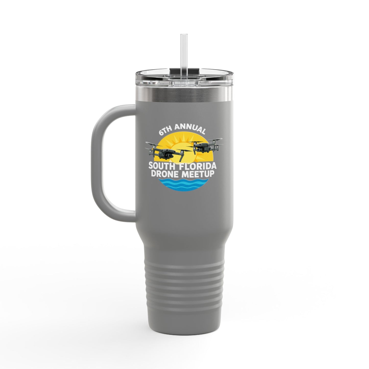 6th Annual South Florida Drone Meetup Insulated Travel Mug, Dark Colored, 40oz