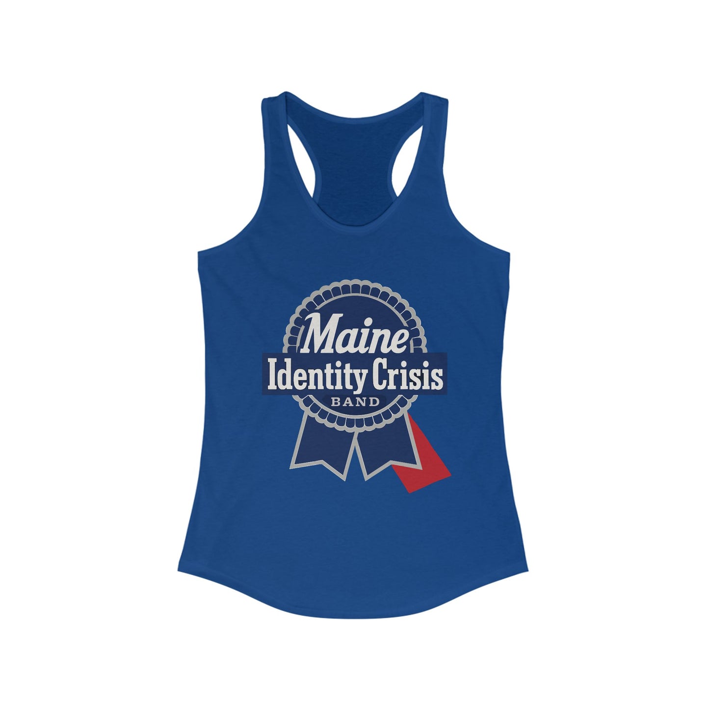 Identity Crisis Women's Racerback Tank Pabst Blue Ribbon Edition
