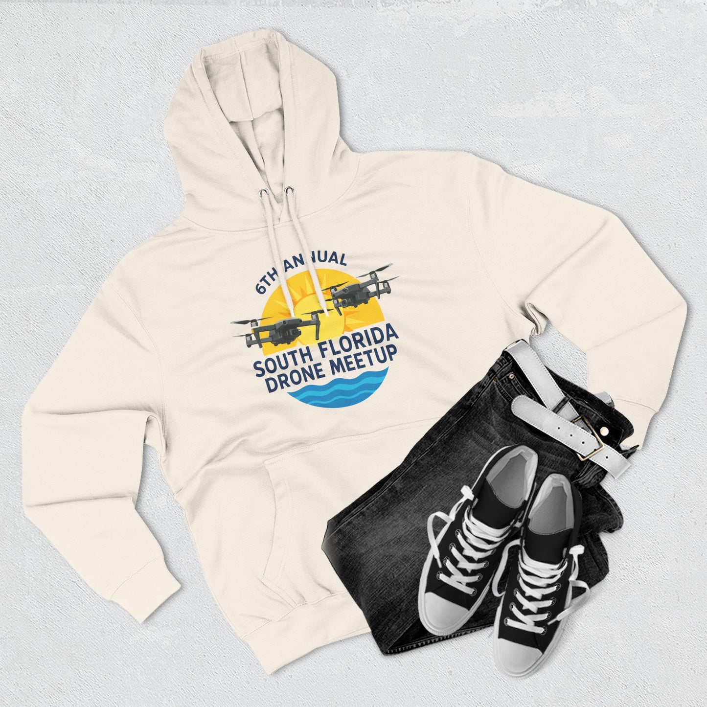 6th Annual South Florida Drone Meetup Hoodie - Light Colors Cozy Fleece