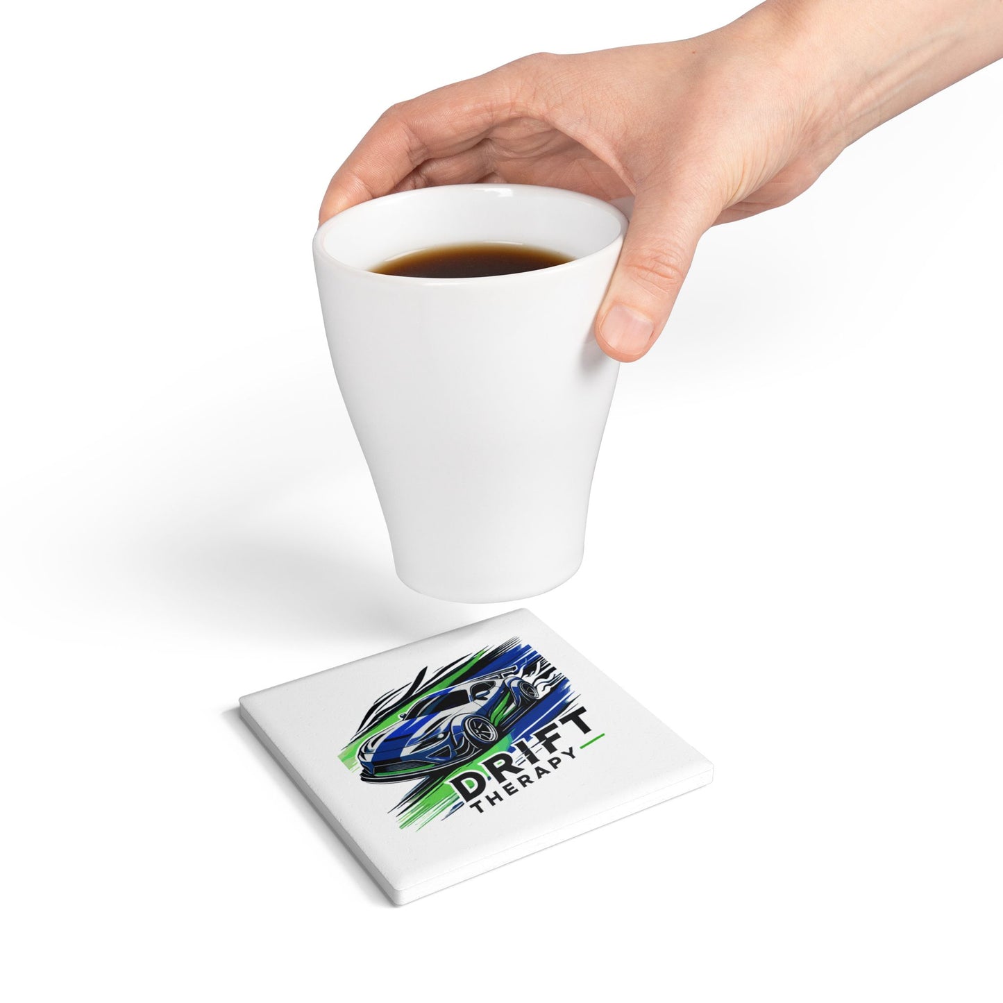 Drift Therapy Ceramic Coaster - Perfect for Auto Enthusiasts, Car Lovers, Man Cave Decor, Unique Gift Idea, Father's Day Present