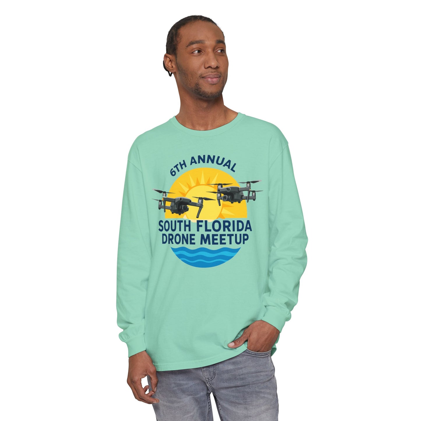 6th Annual South Florida Drone Meetup Unisex Garment-dyed Long Sleeve T-Shirt