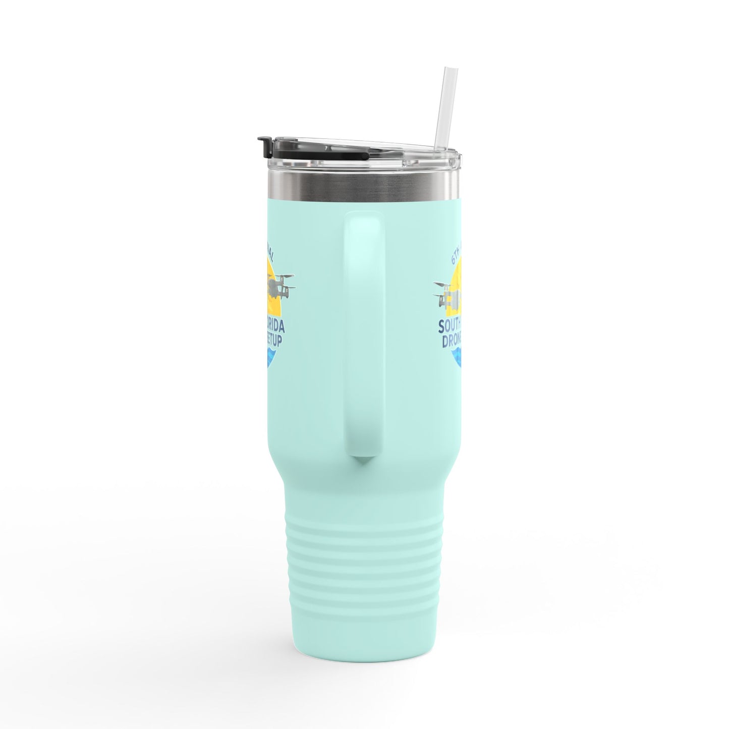 6th Annual South Florida Drone Meetup Insulated Travel Mug, Light Colored, 40oz