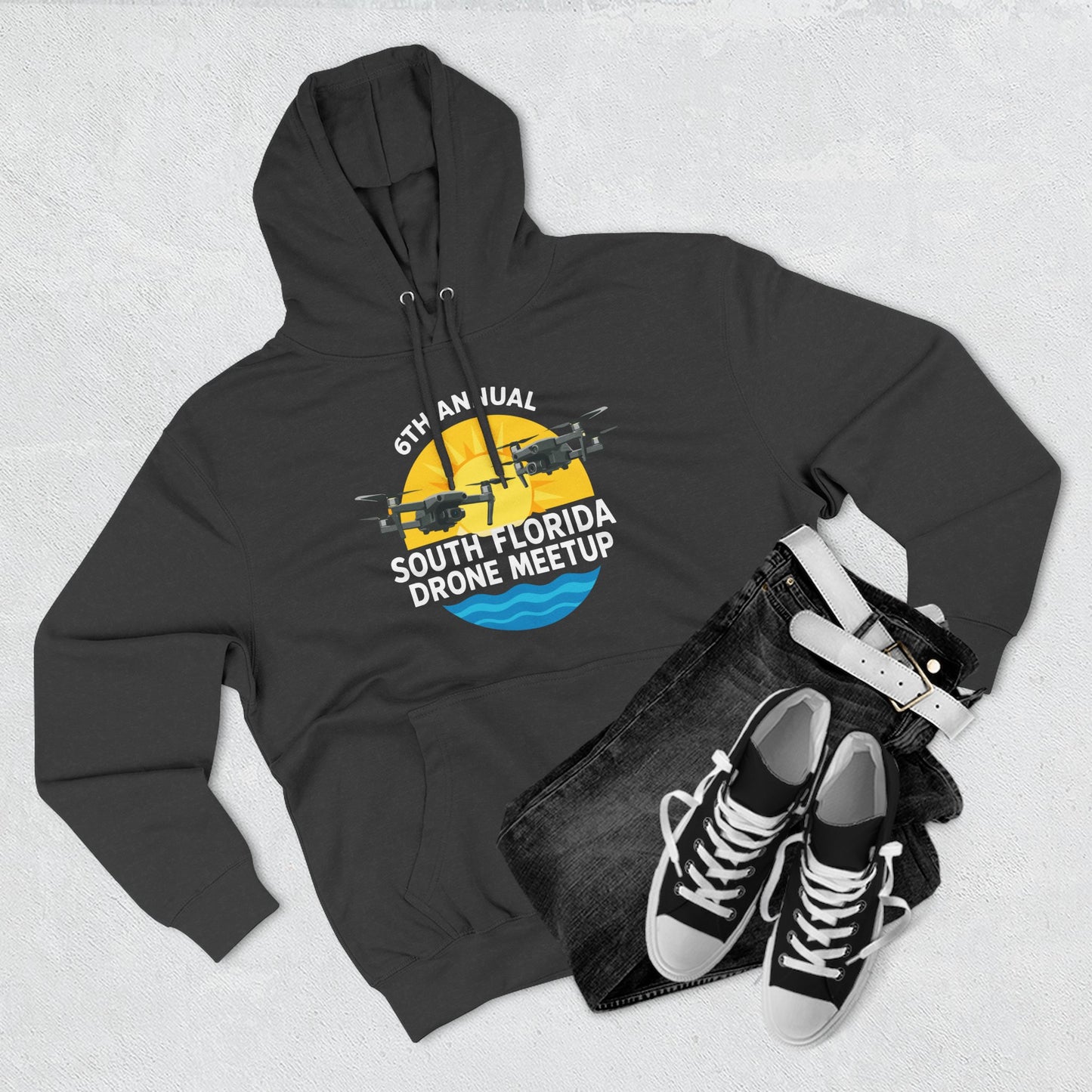6th Annual South Florida Drone Meetup Hoodie - Dark Colors Cozy Fleece