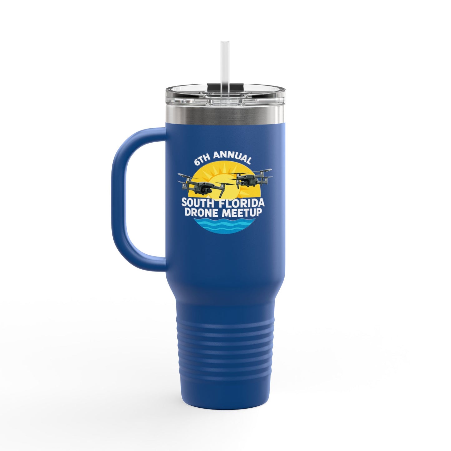 6th Annual South Florida Drone Meetup Insulated Travel Mug, Dark Colored, 40oz