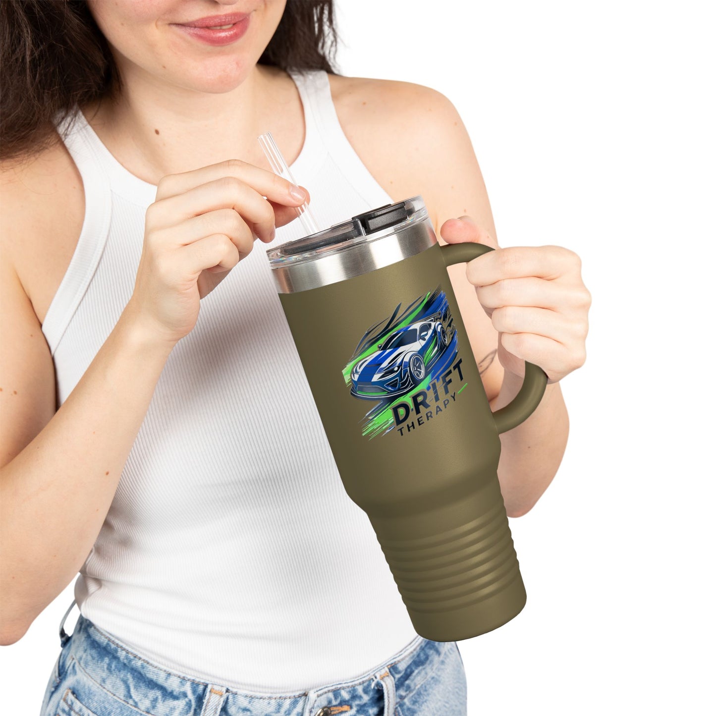 Drift Therapy Insulated Travel Mug | 40oz | Car Enthusiast Gift | Perfect for Road Trips, Coffee Lovers, Sports Fans, Outdoors