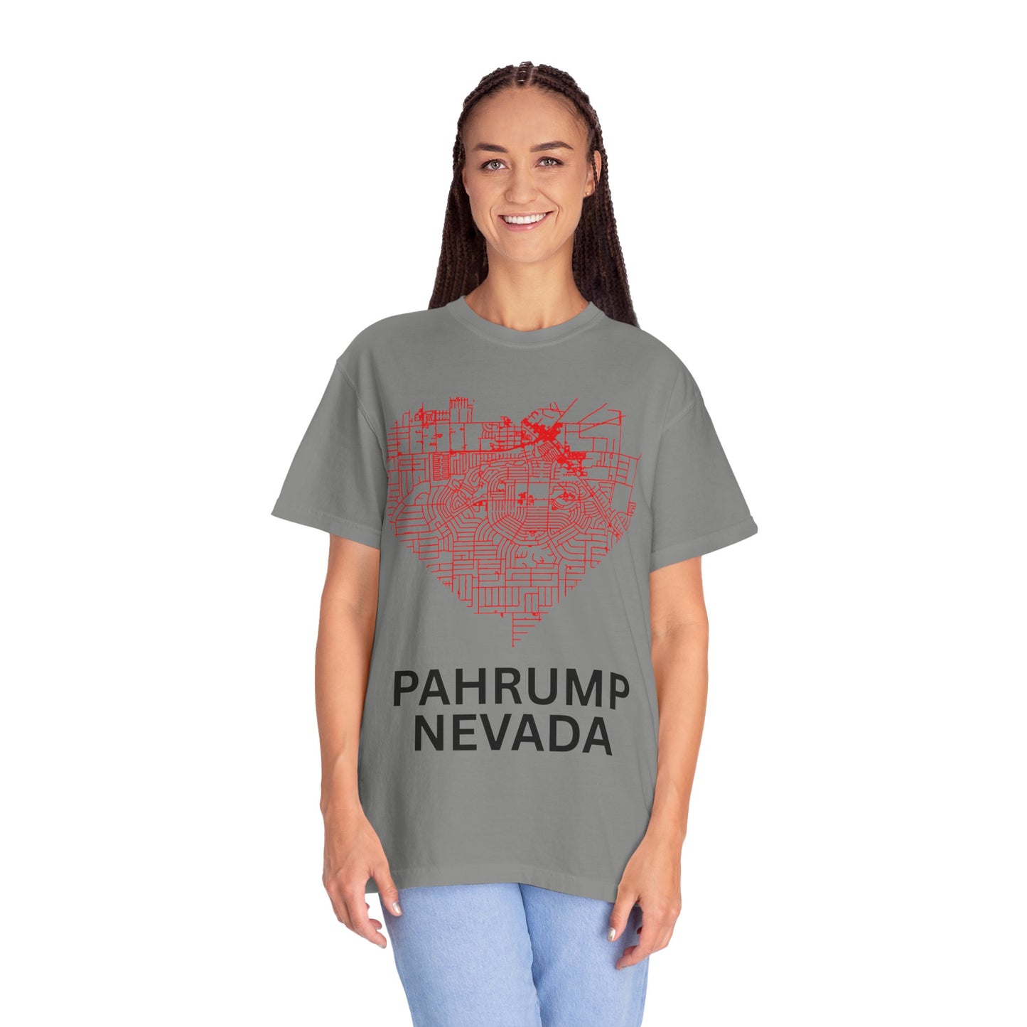 Heart Map Pahrump Unisex T-Shirt | Casual Gift for Nevada Lovers, Travel Souvenir, Unique City Design, Vintage Style Tee