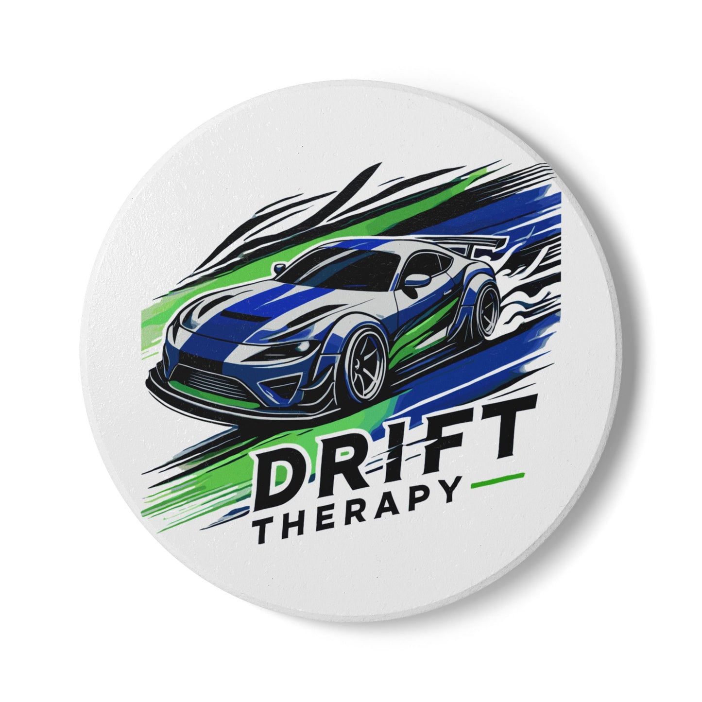 Drift Therapy Ceramic Coaster - Perfect for Auto Enthusiasts, Car Lovers, Man Cave Decor, Unique Gift Idea, Father's Day Present