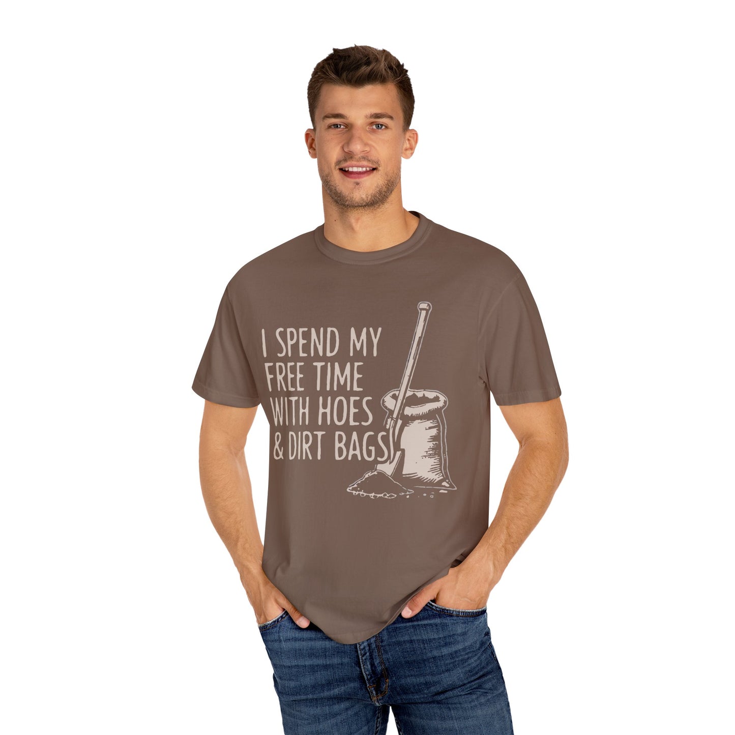 Funny Gardening T-Shirt, Unisex Tee for Garden Lovers, Gifts for Plant Moms, Farmhouse Apparel, Hoes & Dirt Bags Design